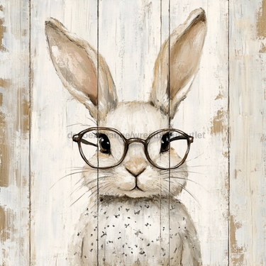 Easter Sign, Bunny in Glasses,, DCO-12648, Sign For Wreath, 10x10